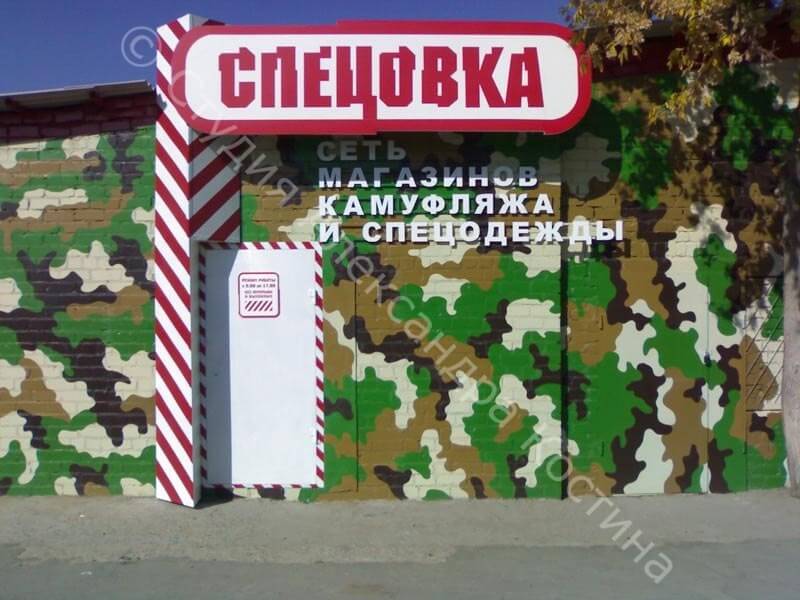 Оформление входной группы магазина — работа из портфолио студии Александра Костина